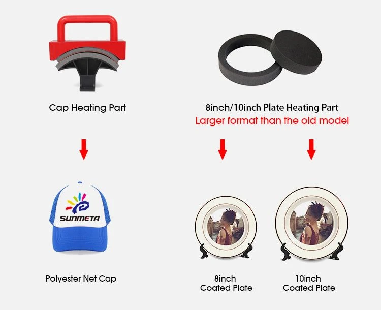 Cap and 8inch 10inch plate heater for P1210 Fressub combo heat press machine 